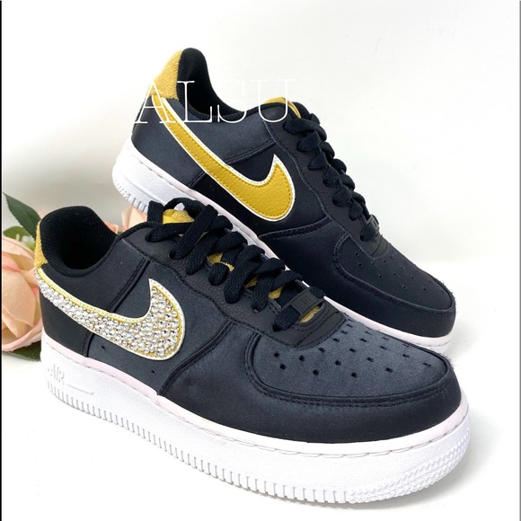 Nike & Swarovski Air Force 1 Canvas Black Yellow W - Picture 2 of 8